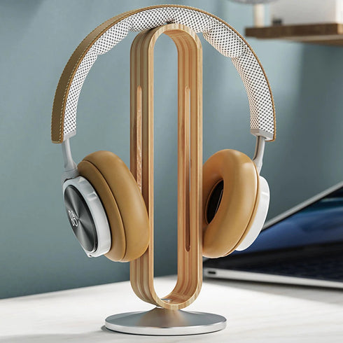 Suporte para Headphone em Alumínio e Madeira Natural